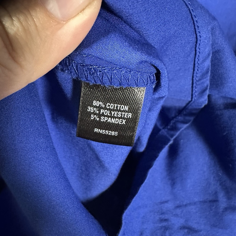 Express Button Up Blouse. Women's S. Royal Blue. V-Neck. Cuff Detail. - Picture 6 of 8